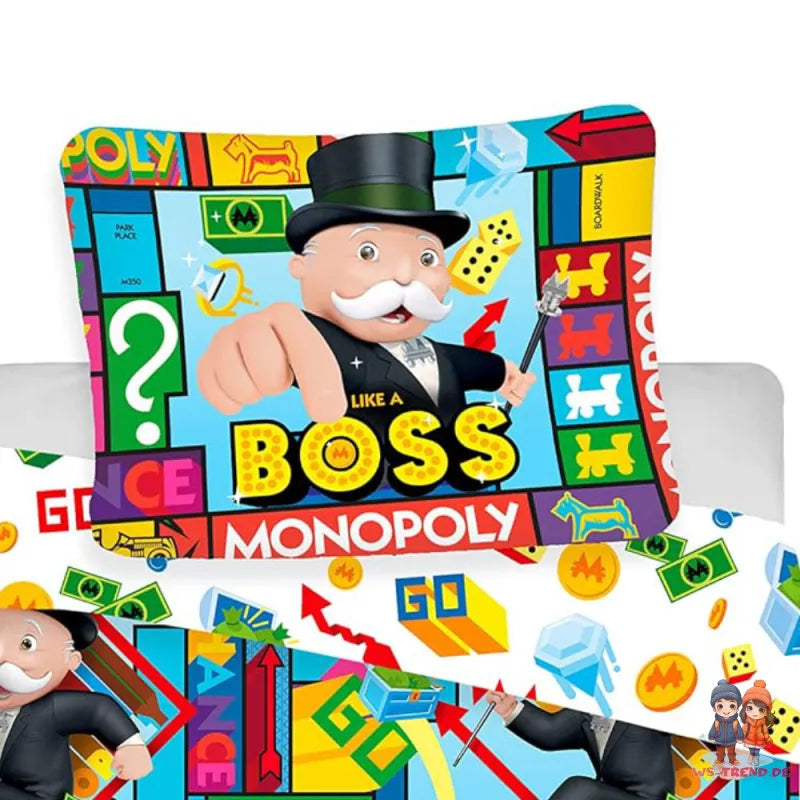 Monopoly Boss Bettwäsche 2tlg Set 135x200 80x80 cm 100% Baumwolle - WS-Trend.de