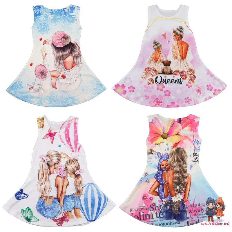 Mutter und Kind Kinder Mädchen Sommerkleid - WS-Trend.de Kleid Festtagskleid Partykleid 104 bis 152