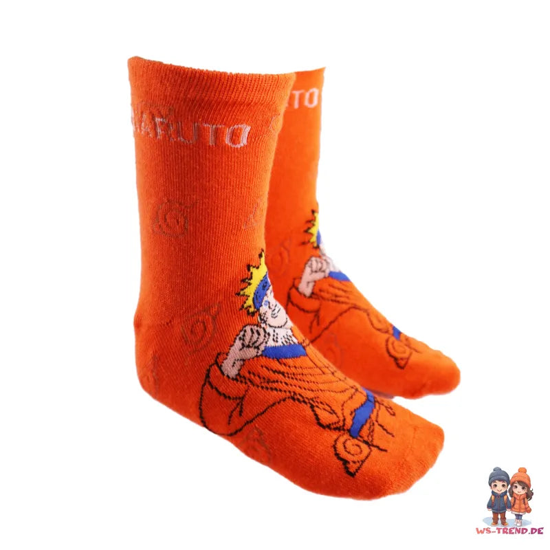 Naruto Shippuden Sasuke Kakashi Lange Kinder Socken 3er Pack - WS-Trend.de 23-34