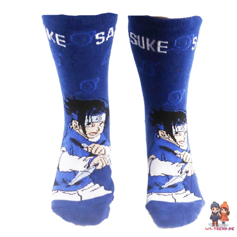 Naruto Shippuden Sasuke Kakashi Lange Kinder Socken 3er Pack - WS-Trend.de 23-34