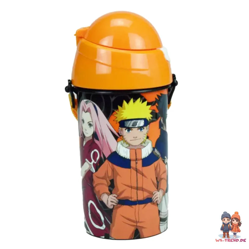 Anime Naruto Shippuden Trinkflasche mit Tragegurt und Trinkhalm Flasche 500 ml - WS-Trend.de