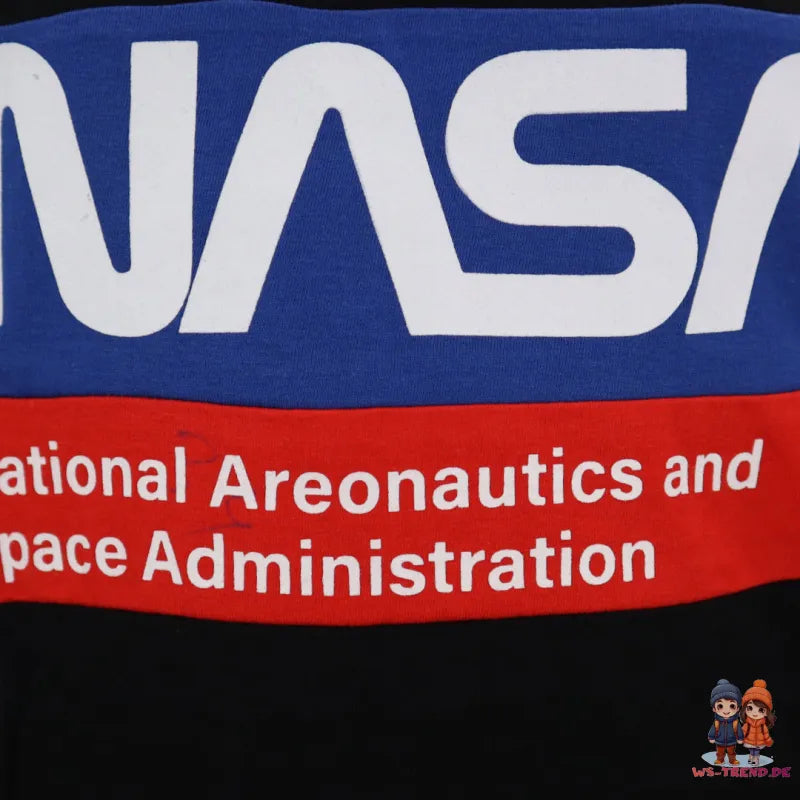 NASA Space Center Kinder langarm T Shirt Jungen WS Trend.de 134 164 Baumwolle Schwarz Grau