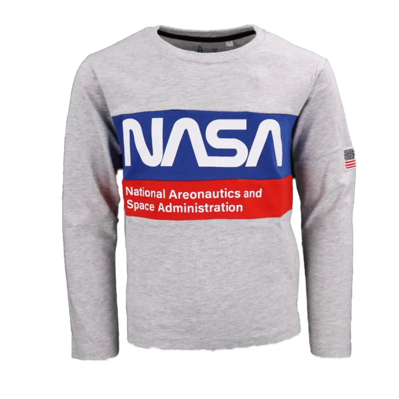 NASA Space Center Kinder langarm T Shirt Jungen WS Trend.de 134 164 Baumwolle Schwarz Grau