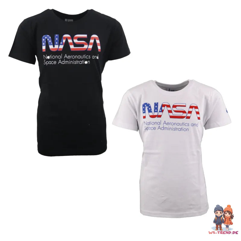 NASA Space Center Kinder Jungen T-Shirt - WS-Trend.de 134-164 Baumwolle Schwarz Weiß
