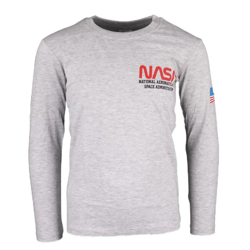 NASA Space Center Kinder langarm T-Shirt Jungen - WS-Trend.de 134-164 Baumwolle Schwarz Grau