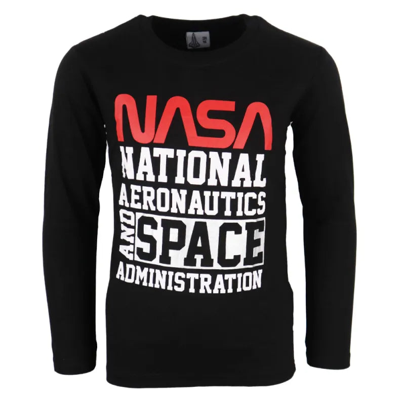 NASA Space Center Kinder langarm T-Shirt Jungen - WS-Trend.de 134-164 Baumwolle Schwarz Grau