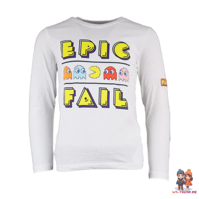 Pacman Epic Fail Kinder lang Pyjama Schlafanzug - WS-Trend.de 128 - 158 Weiß Blau Baumwolle