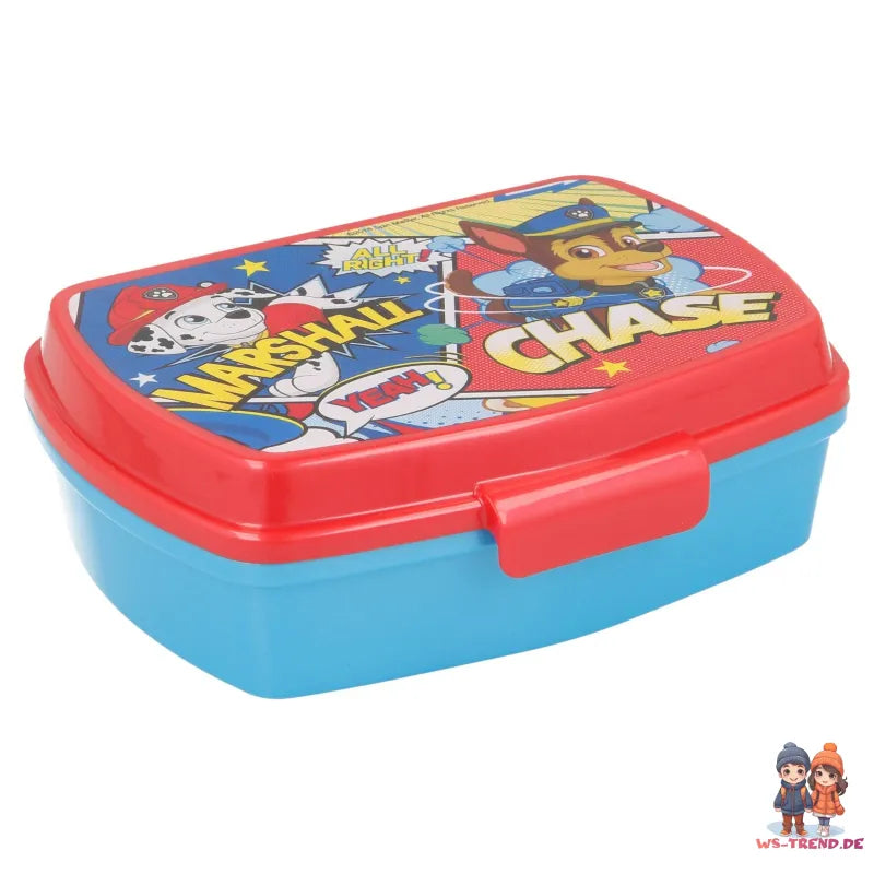 Paw Patrol Chase 4 teiliges Set Lunchbox mit Trinkbecher und Besteck - WS-Trend.de Marshall Brotdose Trinkflasche Löffel Gabel