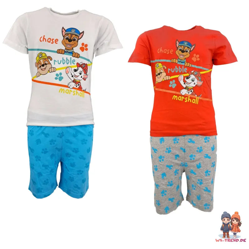 Paw Patrol Jungen Kinder Schlafanzug Pyjama - WS-Trend.de Welpen kurzarm 98 - 128 Baumwolle