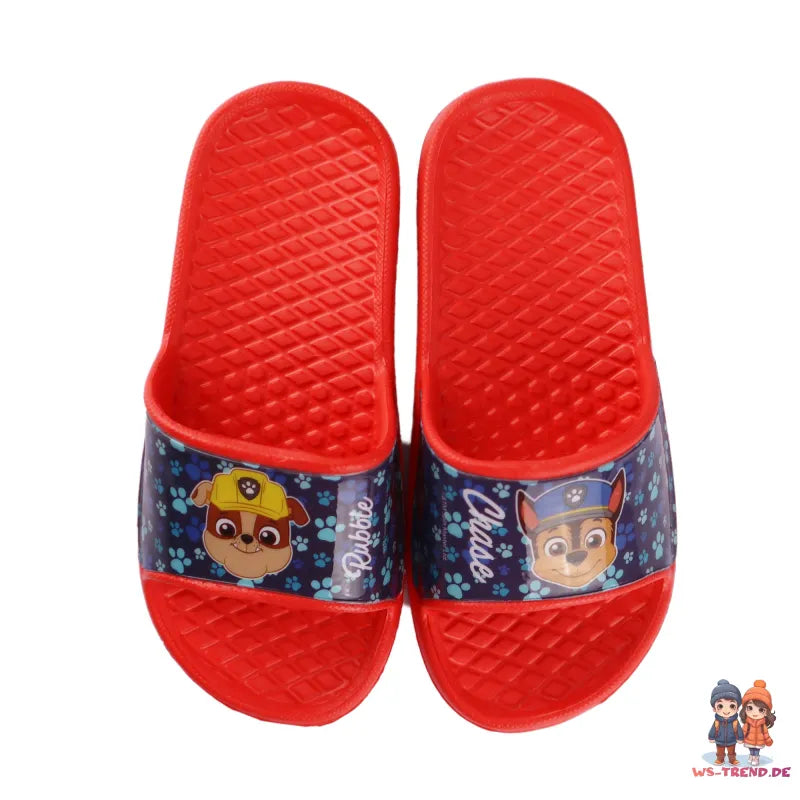 Paw Patrol Kinder Sandalen Badeschuhe - WS-Trend.de Latschen 25-32 Chase Rubble Rot