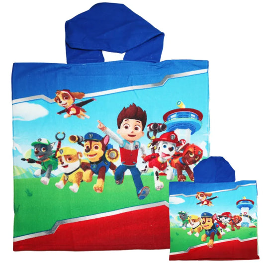 PAW Patrol Kinder Jungen Mikrofaser Poncho Badetuch Badeponcho 55x110 cm - WS-Trend.de
