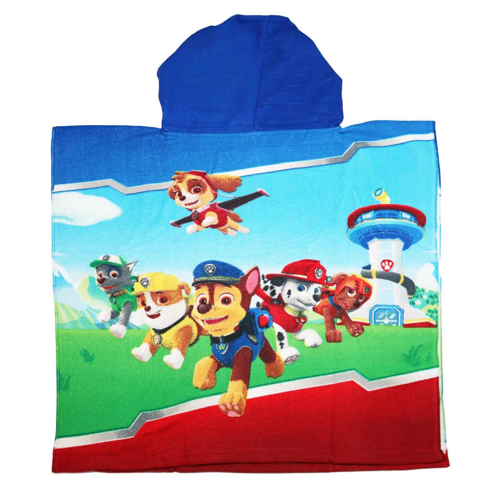 PAW Patrol Kinder Jungen Mikrofaser Poncho Badetuch Badeponcho 55x110 cm - WS-Trend.de