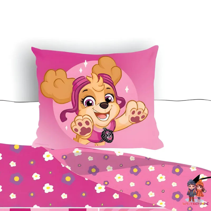 Paw Patrol Skye 2tlg Kinder Mädchen Bettwäsche Set 135x200 80x80 cm Baumwolle - WS-Trend.de