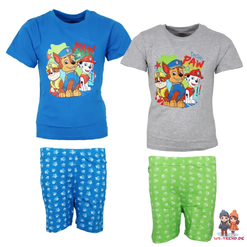 Paw Patrol Kinder Jungen kurzarm Schlafanzug Pyjama Shirt Shorts - WS-Trend.de Gr. 110-140