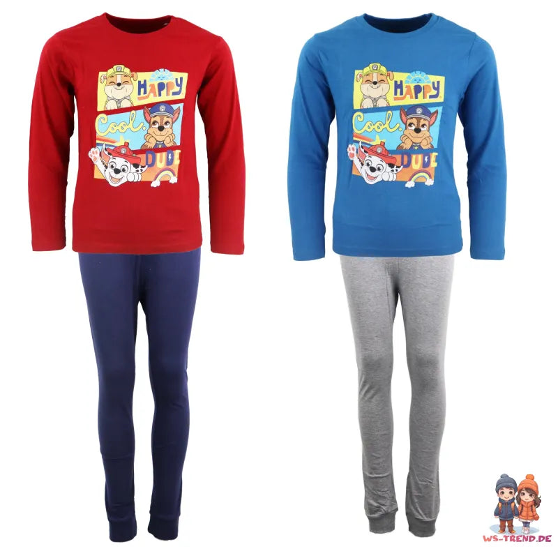 Paw Patrol Jungen Kinder Schlafanzug Pyjama - WS-Trend.de Nachtwäsche 98 - 128 Baumwolle