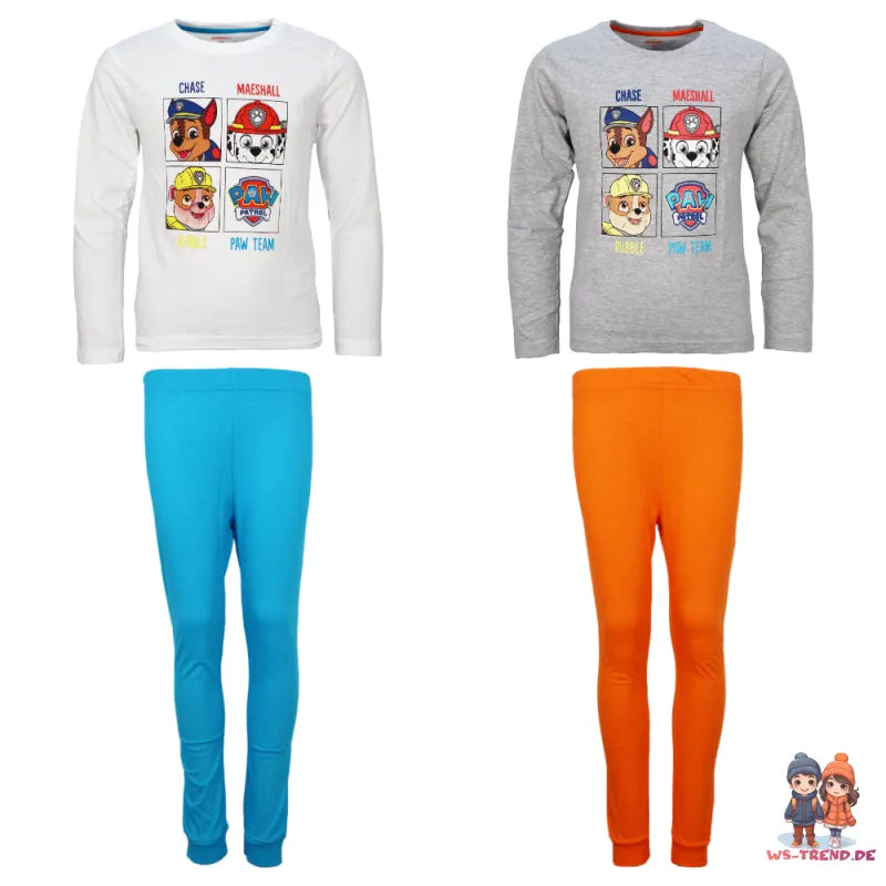 Paw Patrol Jungen Kinder langarm Pyjama Schlafanzug - WS-Trend.de Nachtwäsche 98 - 128 Baumwolle