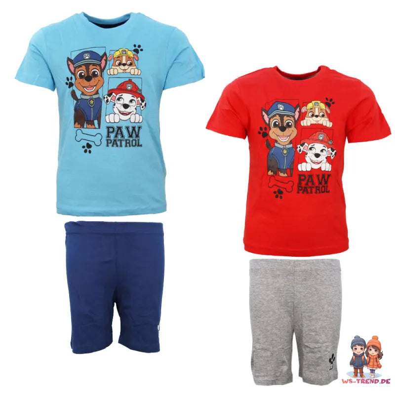 Paw Patrol Kinder kurzarm Schlafanzug Pyjama Shirt Shorts - WS-Trend.de Gr. 98-128