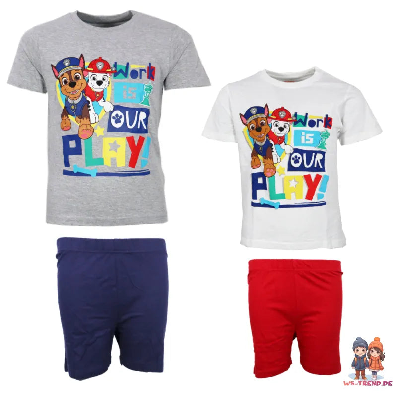 Paw Patrol Kinder kurzarm Schlafanzug Pyjama Nachtwäsche - WS-Trend.de 98-128 Baumwolle