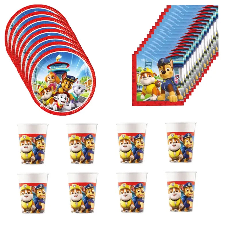 Paw Patrol Partyset Deko Set 36tlg. - WS-Trend.de Chase Geburtstag 36tlg.Geschirr Kindergeburtstag