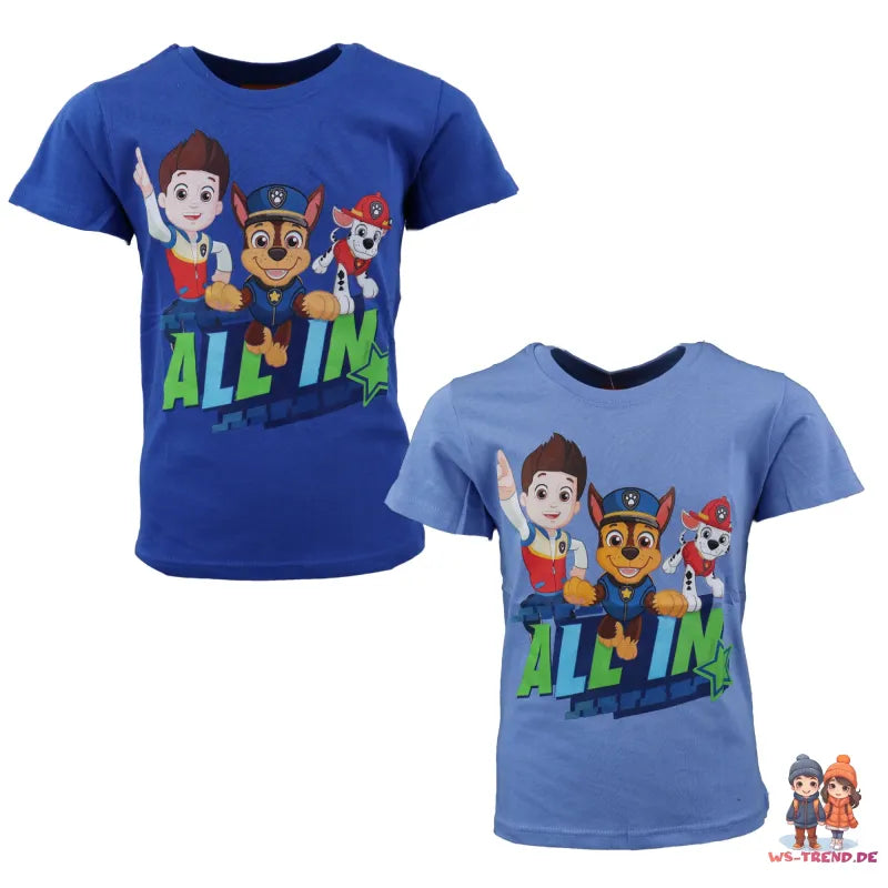 Paw Patrol Ryder Chase Marshall Kinder T-Shirt - WS-Trend.de kurzarm 98 -128 Jungen Baumwolle