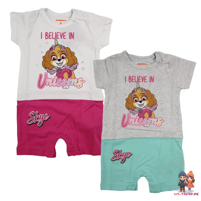 Paw Patrol Mädchen Baby Kurzarm Body Strampler - WS-Trend.de Schlafanzug Gr. 62 bis 92 Skye