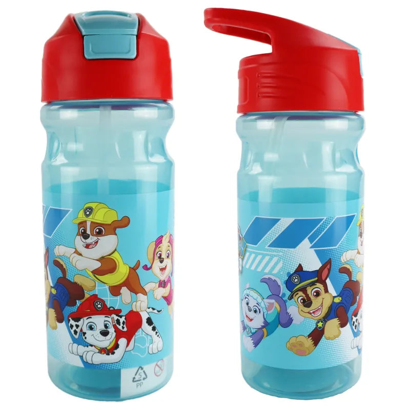 Paw Patrol Wasserflasche Trinkflasche Flasche 500 ml Trinkhalm Griff - WS-Trend.de Chase Rubble Marshall