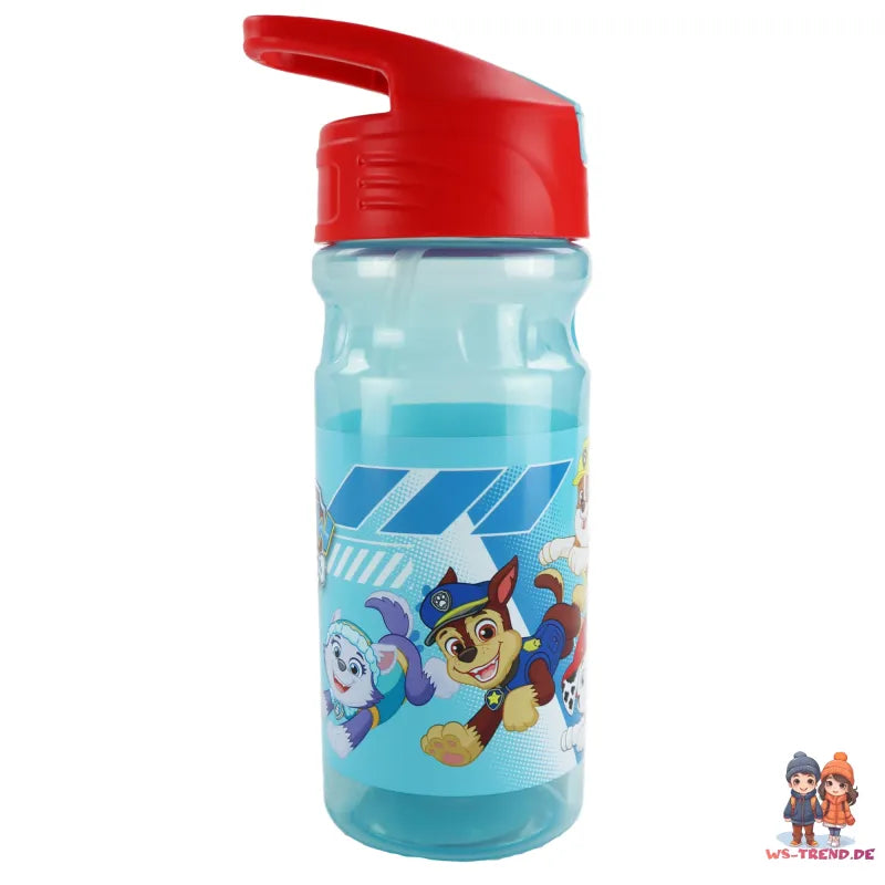 Paw Patrol Wasserflasche Trinkflasche Flasche 500 ml Trinkhalm Griff - WS-Trend.de Chase Rubble Marshall