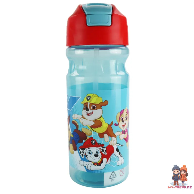 Paw Patrol Wasserflasche Trinkflasche Flasche 500 ml Trinkhalm Griff - WS-Trend.de Chase Rubble Marshall