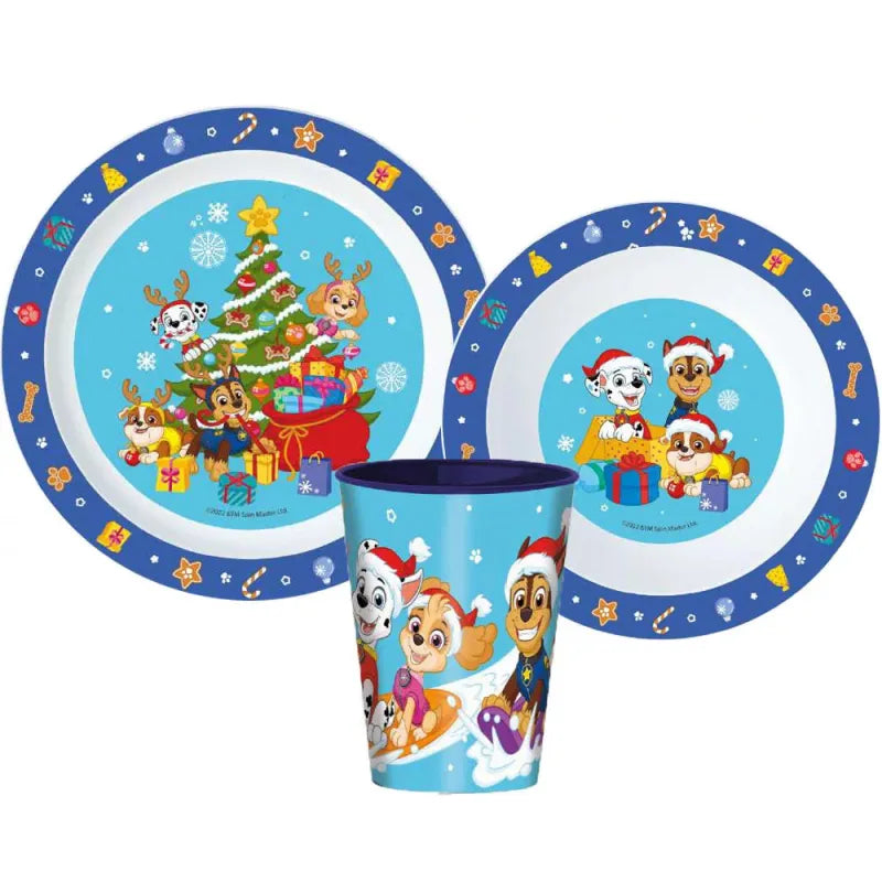 Paw Patrol Weihnachten Kinder Geschirr-Set 3 teilig Becher Teller Schüssel - WS-Trend.de