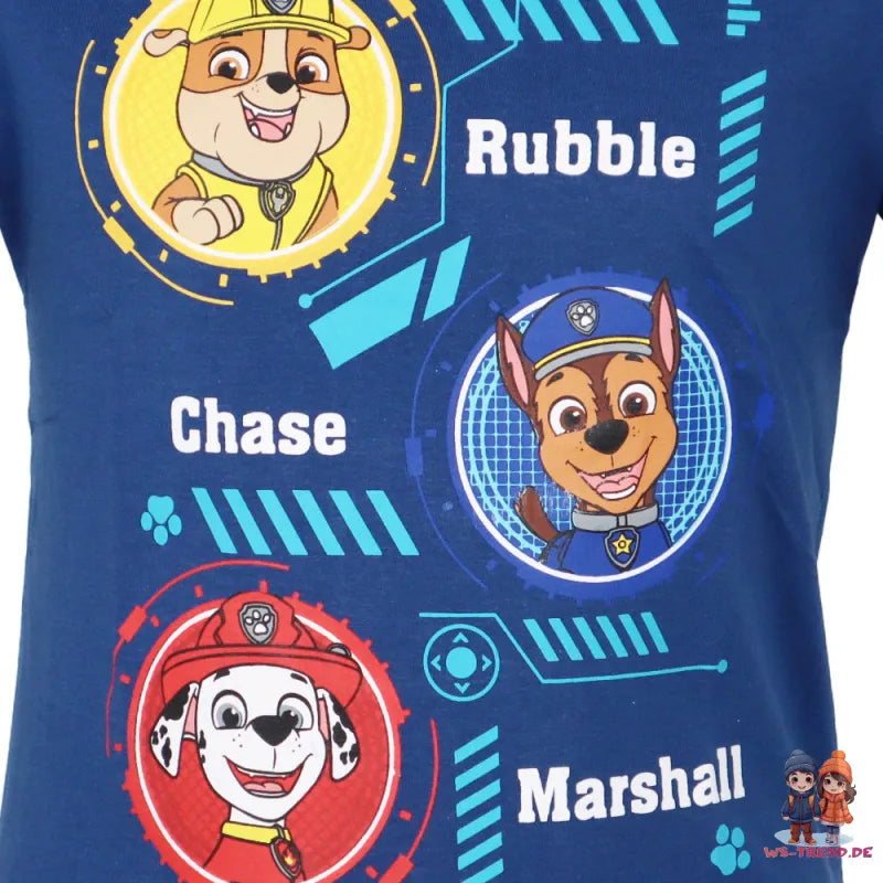 Paw Patrol Chase Rubble Marshall Kinder Jungen T-Shirt - WS-Trend.de kurzarm 98 -128 Baumwolle