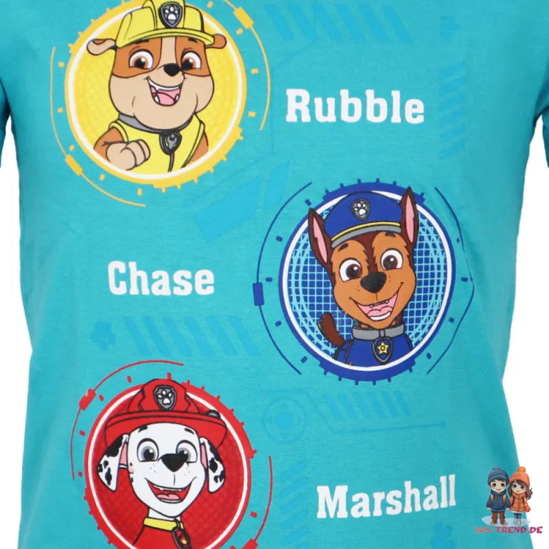 Paw Patrol Chase Rubble Marshall Kinder Jungen T-Shirt - WS-Trend.de kurzarm 98 -128 Baumwolle