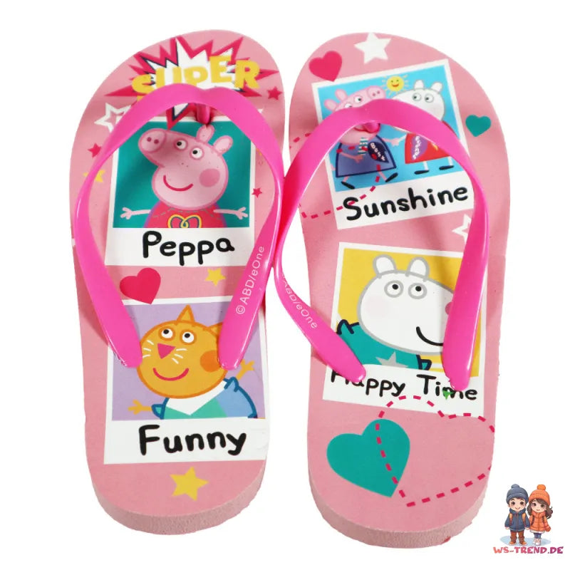Peppa Pig Wutz Kinder Mädchen FlipFlops Sandalen Zehentrenner - WS-Trend.de Latschen Gr. 24-29