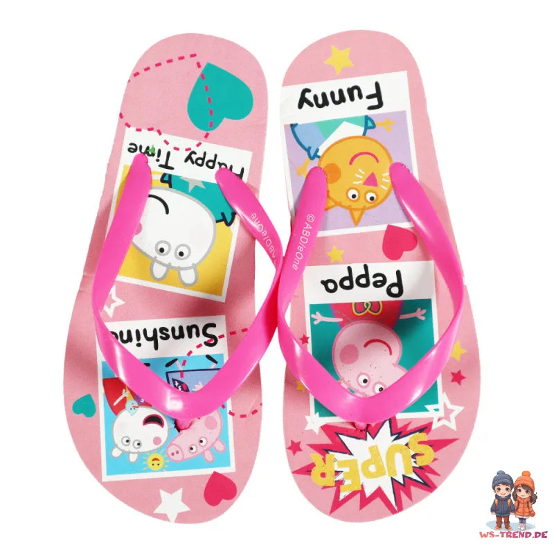 Peppa Pig Wutz Kinder Mädchen FlipFlops Sandalen Zehentrenner - WS-Trend.de Latschen Gr. 24-29