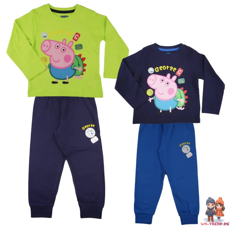 Peppa Pig George Kinder Schlafanzug Pyjama lang - WS-Trend.de Wutz Gorge 92 -116 Baumwolle