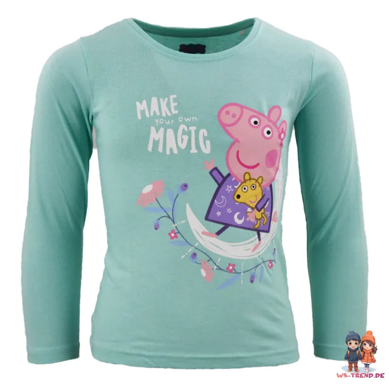 Peppa Pig Kinder Schlafanzug Pyjama lang - WS-Trend.de Wutz 92 -116 Mädchen Baumwolle