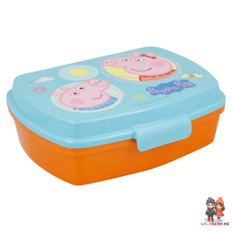 Peppa Wutz George 4er Set Lunchbox mit Trinkbecher und Besteck - WS-Trend.de Pig 4 teiliges Lunch - Brotdose - Trinkflasche