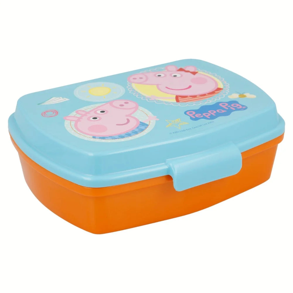 Peppa Wutz George 4er Set Lunchbox mit Trinkbecher und Besteck - WS-Trend.de Pig 4 teiliges Lunch - Brotdose - Trinkflasche