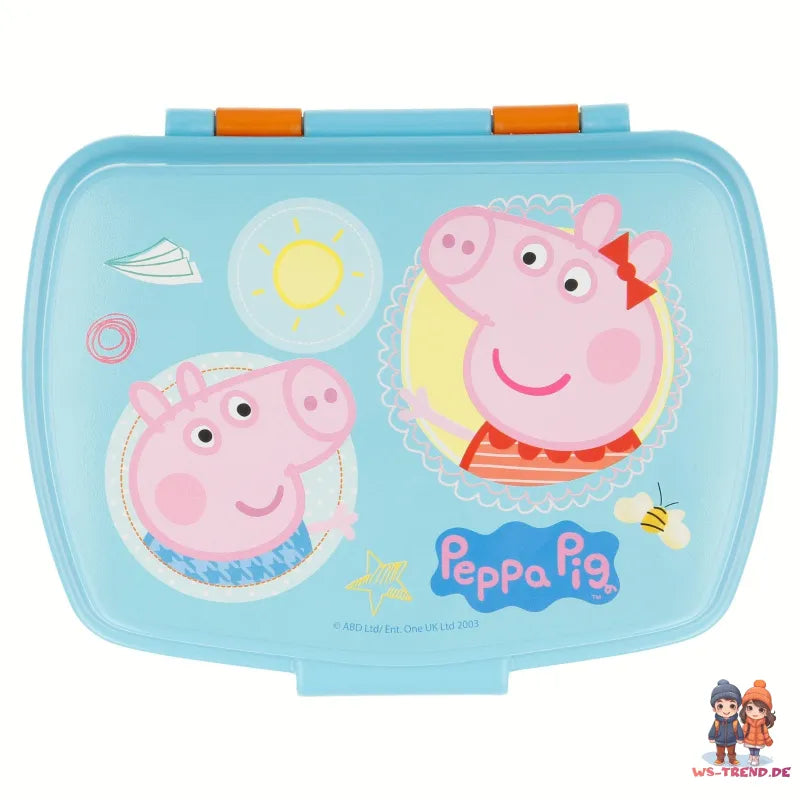 Peppa Wutz George 4er Set Lunchbox mit Trinkbecher und Besteck - WS-Trend.de Pig 4 teiliges Lunch - Brotdose - Trinkflasche