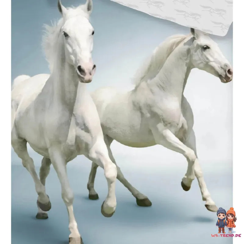 Pferde Motiv Bettwäsche 2tlg Set 135x200 80x80 cm 100% Baumwolle - WS-Trend.de