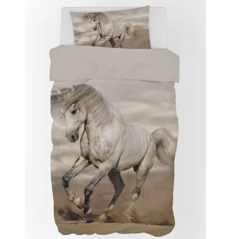 Pferde Motiv Bettwäsche 2tlg Set 135x200 80x80 cm 100% Baumwolle - WS-Trend.de