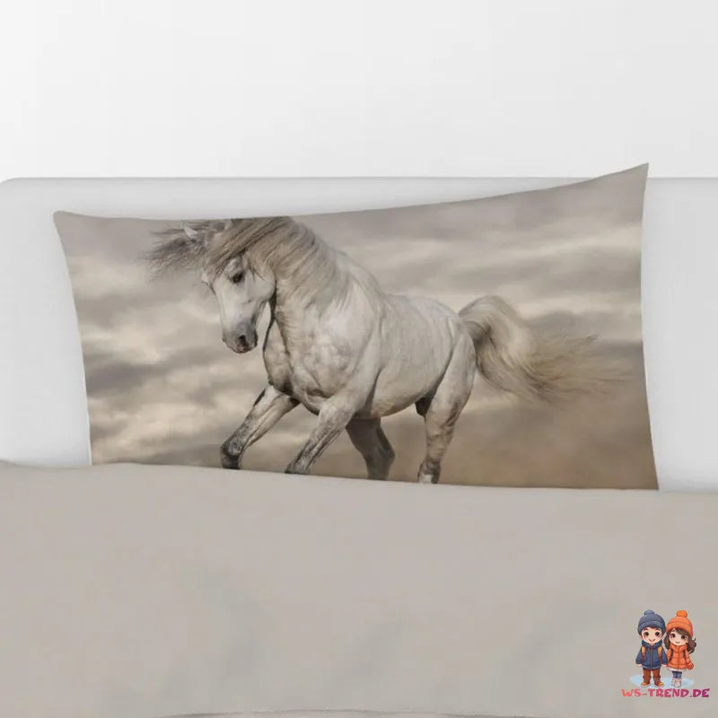 Pferde Motiv Bettwäsche 2tlg Set 135x200 80x80 cm 100% Baumwolle - WS-Trend.de