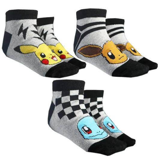 Pokemon Pikachu Evoli Shiggy Kinder Jungen kurze Socken 3er Pack Gr. 23 bis 34 - WS-Trend.de