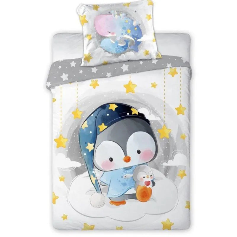 Pinguin Wal Baby Bettwäsche 2tlg Set 100x135 40x60 cm 100% Baumwolle - WS-Trend.de
