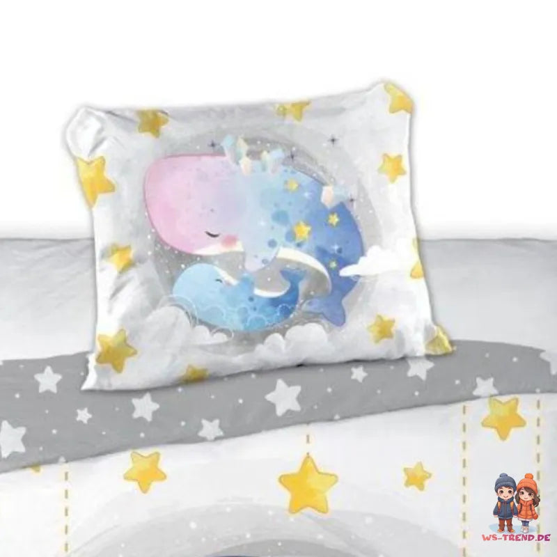 Pinguin Wal Baby Bettwäsche 2tlg Set 100x135 40x60 cm 100% Baumwolle - WS-Trend.de
