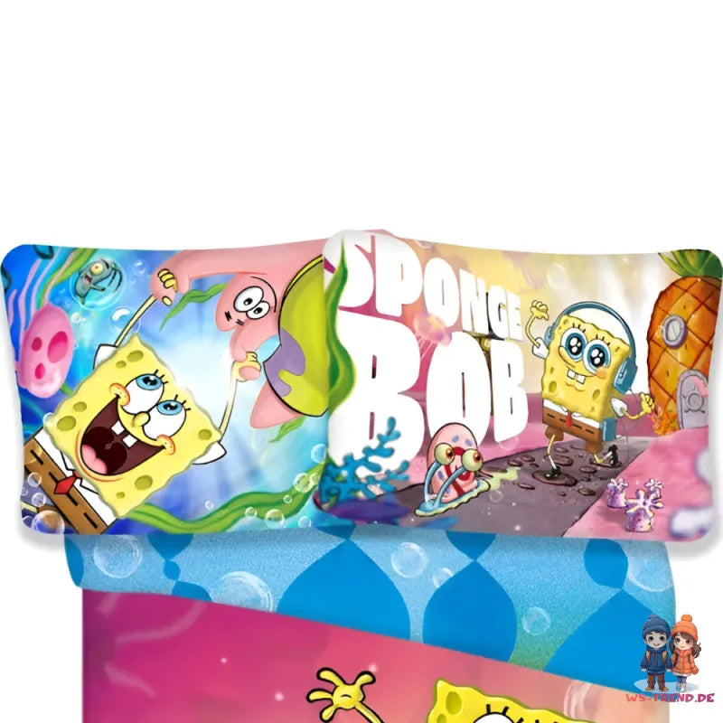 Spongebob Schwammkopf Patrick Bettwäsche Set 135x200 80x80 cm Baumwolle - WS-Trend.de