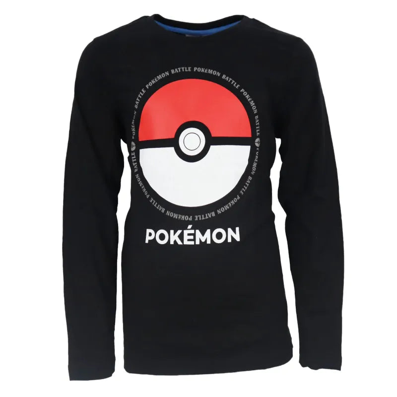 Pokemon Pokeball Jungen langarm T-Shirt Langarmshirt - WS-Trend.de Gr. 140 bis 164 Schwarz