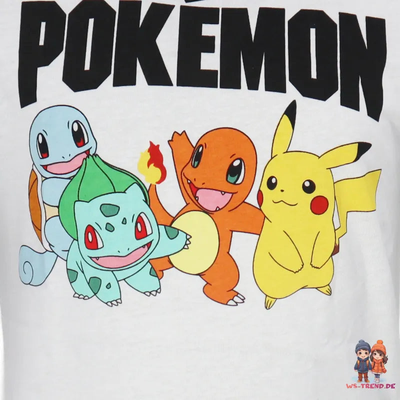 Pokémon Pikachu and Friends Kinder kurzarm T-Shirt - WS-Trend.de Kurzarm Shirt Baumwolle 110 bis 152 Weiß Schwarz