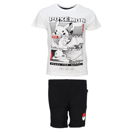 Pokemon Pikachu Jungen Sommer Set Shirt plus Shorts - WS-Trend.de Gr. 104 bis 152 Baumwolle