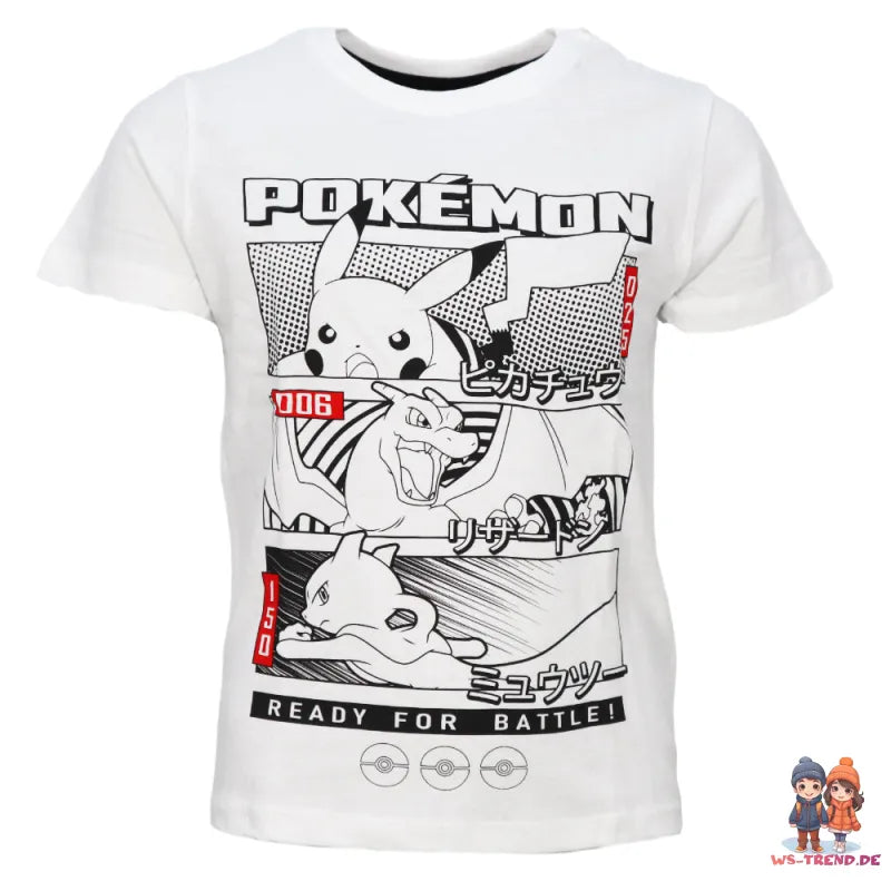 Pokemon Pikachu Jungen Sommer Set Shirt plus Shorts - WS-Trend.de Gr. 104 bis 152 Baumwolle