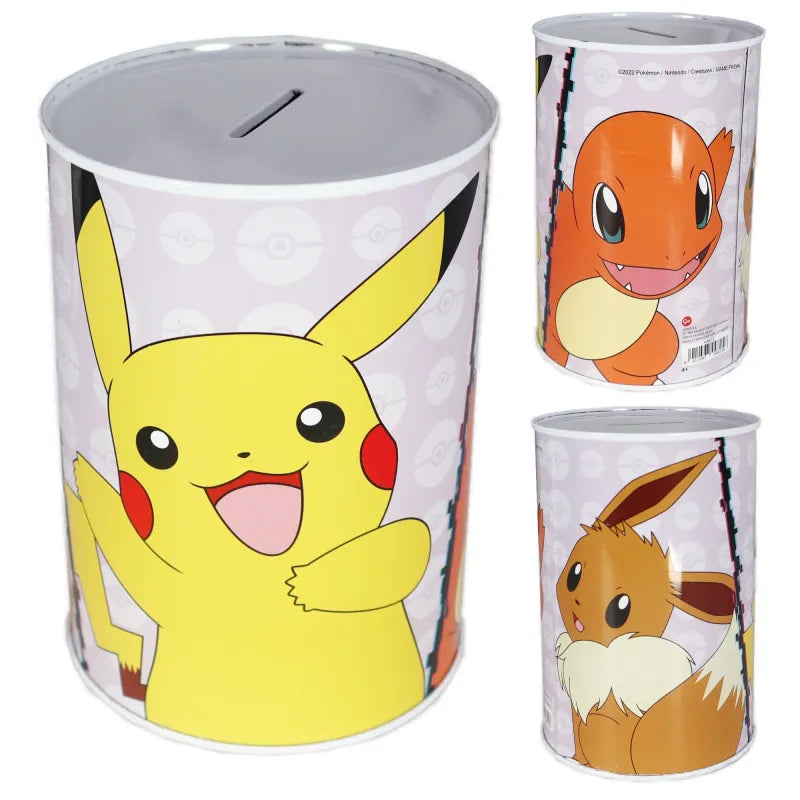Pokemon Pikachu Evoli Glumanda XL Spardose aus Weißblech 1000 ml - WS-Trend.de